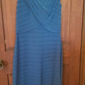 Adrianna Papell Ribbed Layered Teal Dress 12